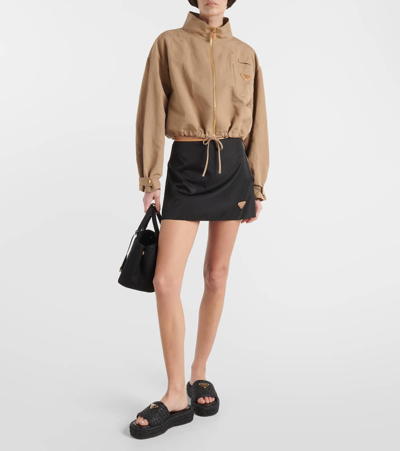 Prada Raffie Single-band Platform Slides In Black