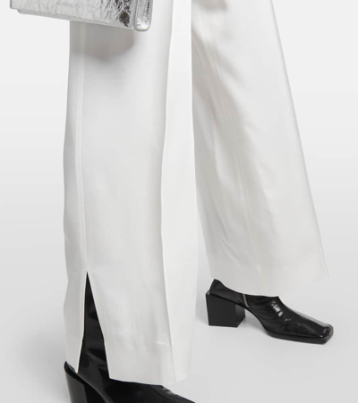 Shop Jil Sander Satin Straight Pants In White