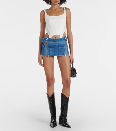 Dion Lee Toolbelt Denim Mini Skirt In Blue