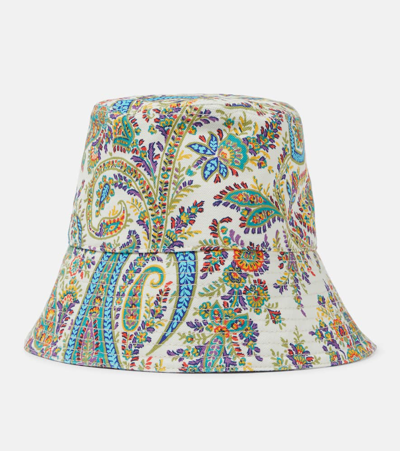 Shop Etro Printed Cotton Bucket Hat In Multicoloured