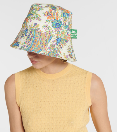 Shop Etro Printed Cotton Bucket Hat In Multicoloured