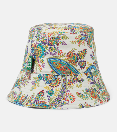 Shop Etro Printed Cotton Bucket Hat In Multicoloured