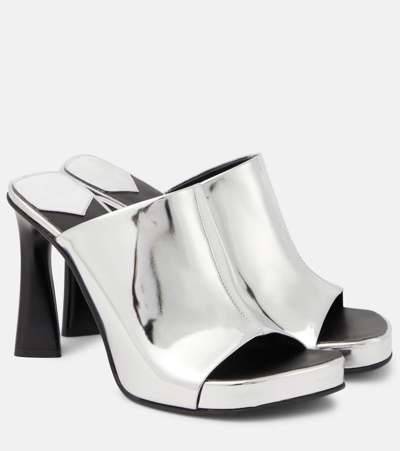 Shop Stella Mccartney Elsa Mirrored Faux Leather Sandals In Silver