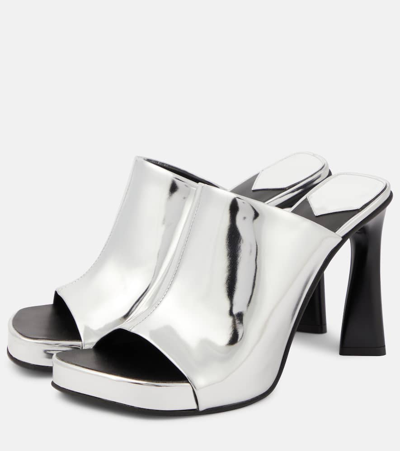 Shop Stella Mccartney Elsa Mirrored Faux Leather Sandals In Silver