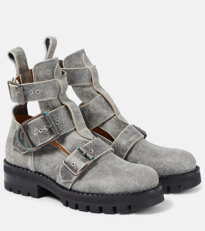 Shop Vivienne Westwood Cut-out Leather Ankle Boots In Grey