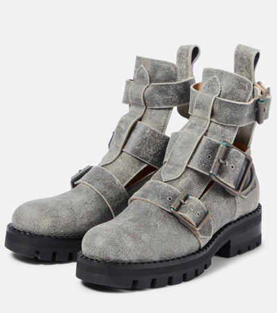 Shop Vivienne Westwood Cut-out Leather Ankle Boots In Grey