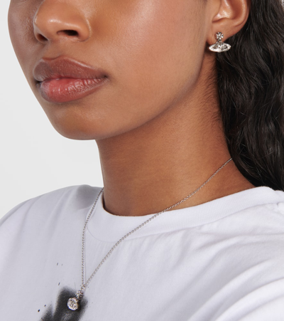 Vivienne Westwood Pina Bas Relief Embellished Earrings In Platinum / Crystal Crystal