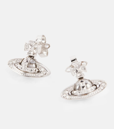 Vivienne Westwood Pina Bas Relief Embellished Earrings In Platinum / Crystal Crystal
