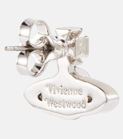 Shop Vivienne Westwood Pina Bas Relief Embellished Earrings In Platinum / Crystal Crystal