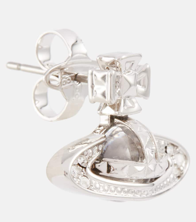 Shop Vivienne Westwood Pina Bas Relief Embellished Earrings In Platinum / Crystal Crystal