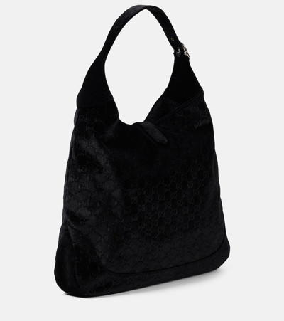 Shop Gucci Jackie 1961 Large Velvet Shoulder Bag In Black