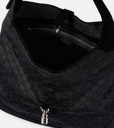 Shop Gucci Jackie 1961 Large Velvet Shoulder Bag In Black