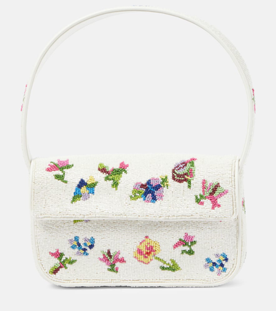 Shop Staud Tommy Beaded Shoulder Bag In First Bloom Day