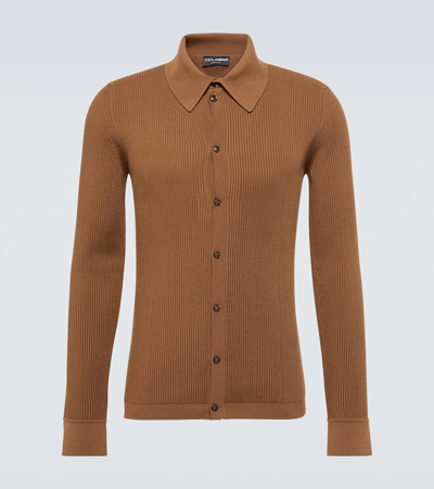 Shop Dolce & Gabbana Wool-blend Polo Sweater In Moro 2