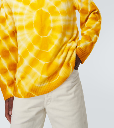 Shop The Elder Statesman Bullseye Thelma Cashmere Sweater In Ivory W/ Sunshine & White