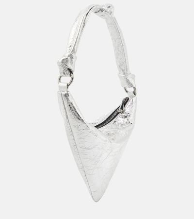 Amina Muaddi Mini Cameron Cracked Mirror Top Handle In Silver