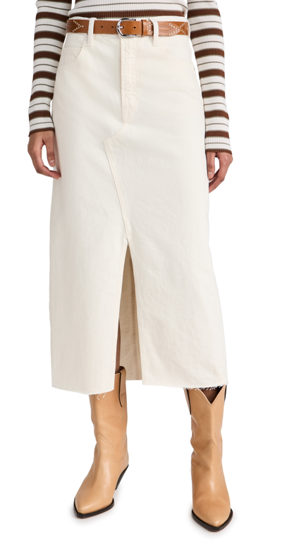 Frame The Midaxi Skirt Angled Seam Raw After Ecru Denim In Ecru
