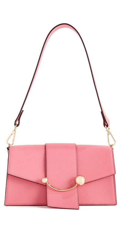Shop Strathberry Mini Crescent Leather Crossbody Bag Candy Pink