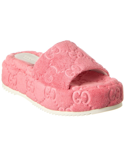 Shop Gucci Gg Terry Platform Sandal In Pink