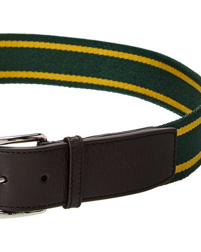 Shop Tod's Web & Leather Belt In Green