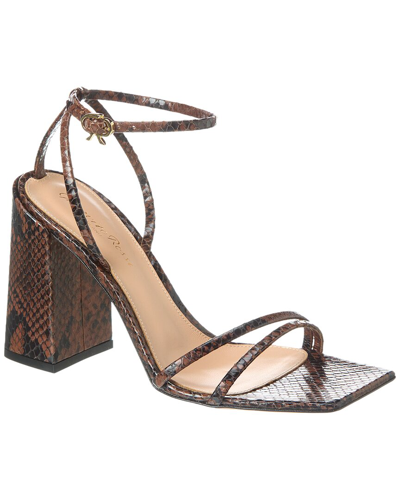 Shop Gianvito Rossi 95 Snake-embossed Leather Sandal In Brown