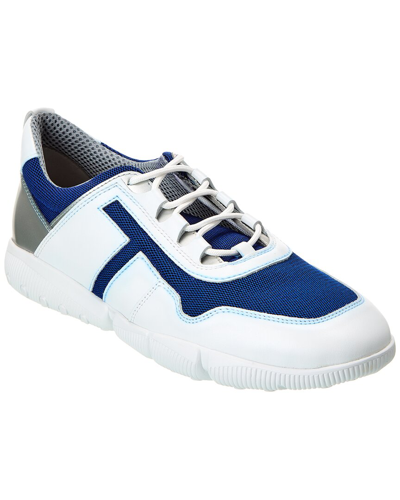 Shop Tod's Mesh & Leather Sneaker In Blue