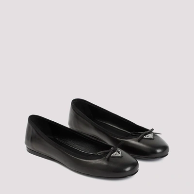 Shop Prada Lamb Leather Ballerinas Shoes In Black