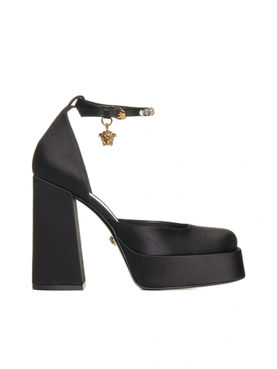 Shop Versace With Heel In Black  Gold
