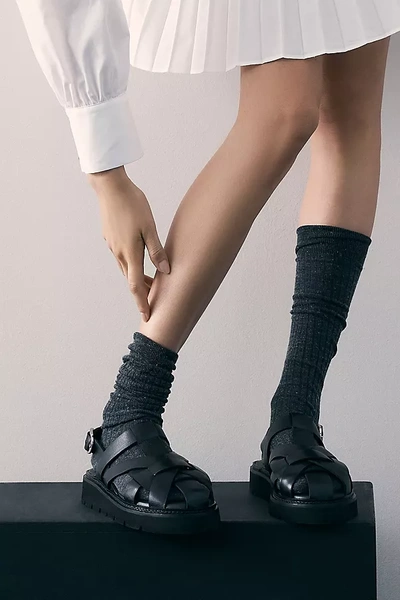 Shop Pilcro Flatform Fisherman Sandals In Black