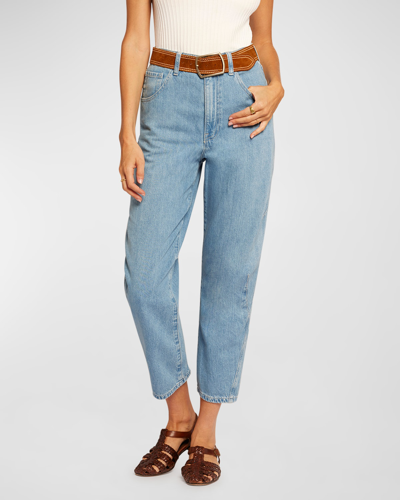 Shop Current Elliott The Coppola Straight Cropped Jeans In Sunset