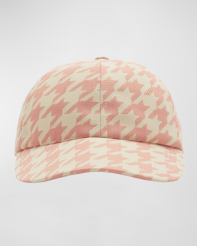 Shop Burberry Houndstooth Baseball Hat In Sherbet