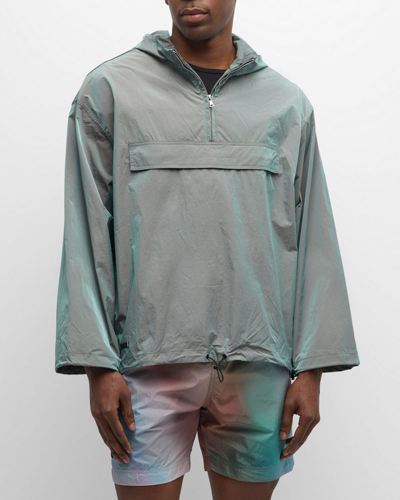 Shop True Tribe Men's Iridescent Short Poncho In Moon Royal