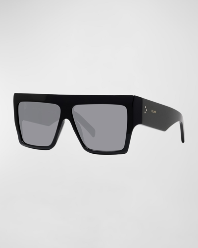 Shop Celine Chunky Rectangle Acetate Sunglasses In Black