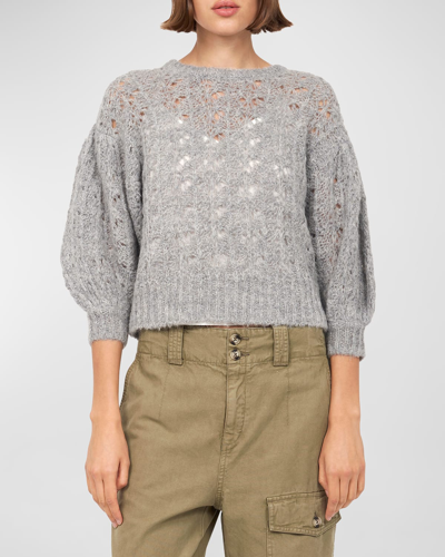 Shop Joie Concetta Blouson-sleeve Knit Sweater In Heather Grey