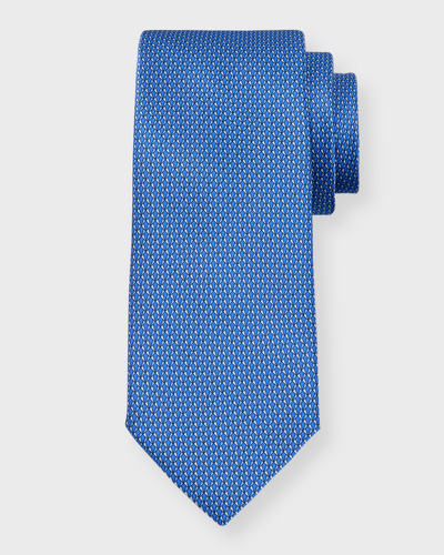 Shop Canali Men's Micro-geometric Silk Jacquard Tie In Blue