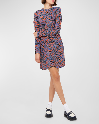 Shop Joie Jove Floral-print Shift Mini Dress In Caviar Multi