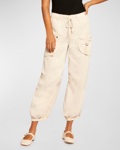 Shop Current Elliott The Upright Cropped Cargo Joggers In Biscuit