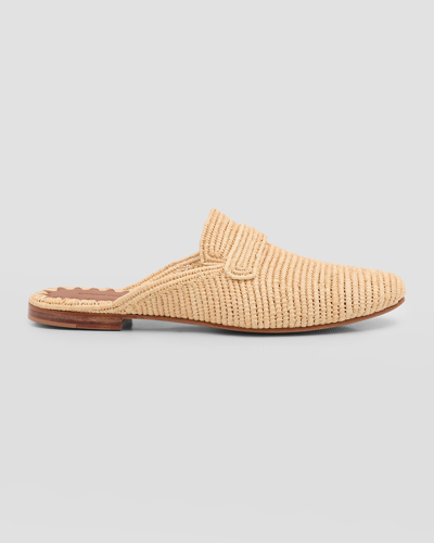 Shop Carrie Forbes Tapa Woven Raffia Loafer Mules In Natural