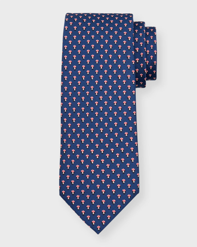 Shop Ferragamo Men's Silk Mushroom-print Tie In Navy