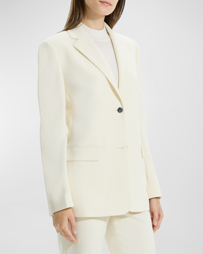 Shop Theory Admiral Crepe Relaxed Blazer Jacket In Rice