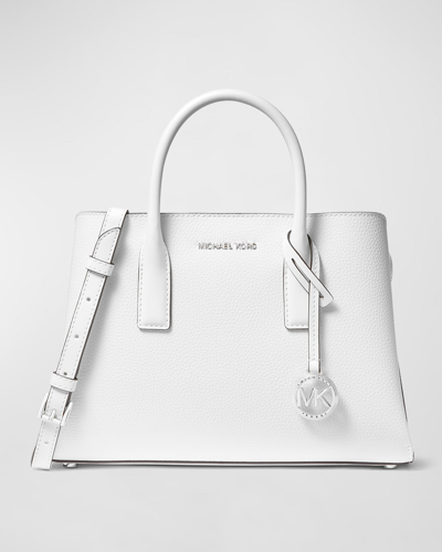 Shop Michael Michael Kors Ruthie Small Leather Satchel Bag In Optic White