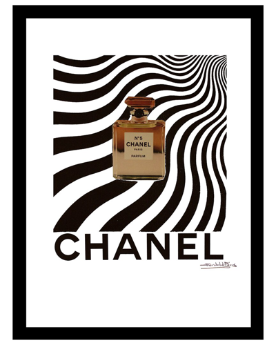 Shop Fairchild Paris Chanel Bottle Groovy Waves Framed Print Wall Art In Black