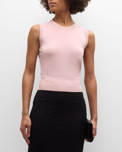Shop Dolce & Gabbana Twinset Shell Silk Viscose Knit Tank Top In Pink