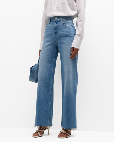 Shop Paige Anessa Wide-leg Jeans With Raw Hem In Helena