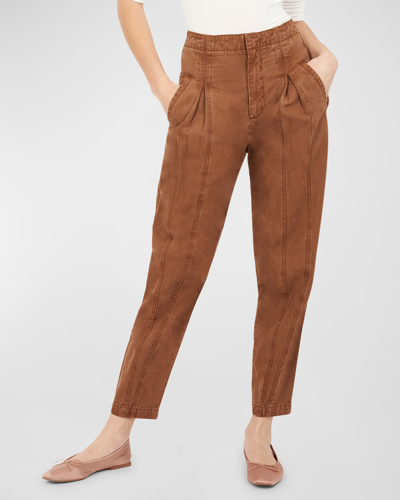 Shop Joie Elettra Cropped High-rise Tapered Pants In Toffee