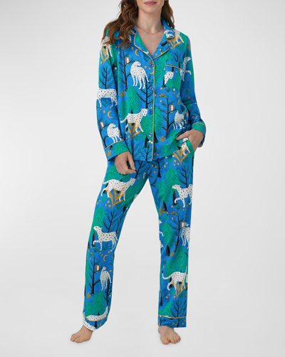 Shop Bedhead Pajamas Printed Organic Cotton Pajama Set In Enchanted Forest