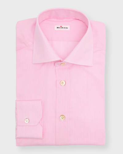 Shop Kiton Men's Cotton Micro-stripe Sport Shirt In Pink