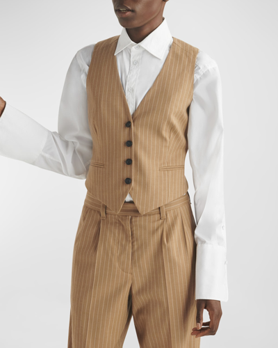 Shop Rag & Bone Priya Italian Stripe Suiting Vest In Camelstrp