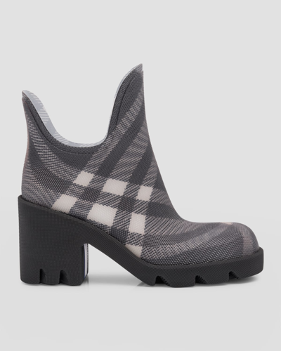 Shop Burberry Marsh Check Rubber Rain Booties In Black Ip Chk