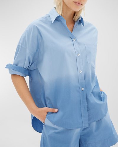 Shop Lmnd Chiara Dip-dyed Cotton Button-front Shirt In Powder Blue